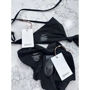 NWT Quince Black Knot Tie Bikini Top & Italian High Rise Bottom Set Size Medium thumbnail 3