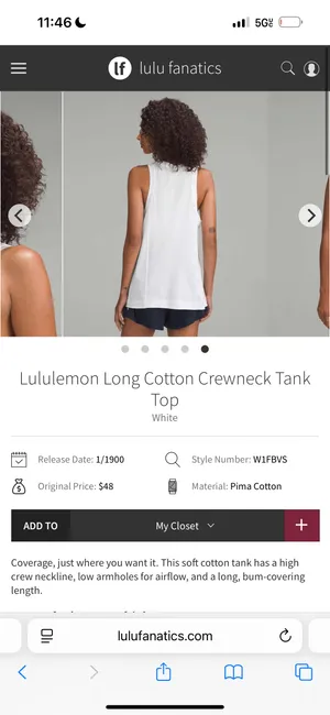 Long Cotton Crewneck Tank Top Size L thumbnail 2