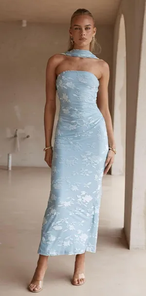 RUNAWAY THE LABEL Sommer Midi Dress Blue thumbnail 1