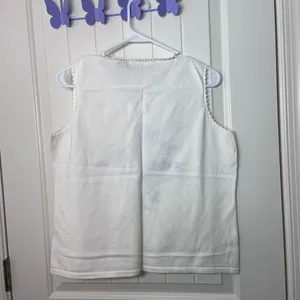 Crazy Horse Collection women’s white ribbon embroidered light sweater‎ vest XL thumbnail 6