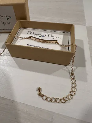 gold plated mignon and mignon engraved coordinates UCLA campus bracelet chain thumbnail 2