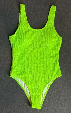 🆕 Women’s Neon Lime Textured One-Piece Swimsuit Size M thumbnail 1
