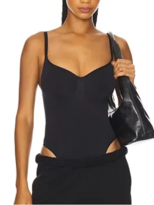 SKIMS Seamless Sculpt Thong Bodysuit Onyx sleeveless shapewear thumbnail 8