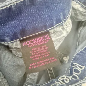 Rock & Roll Cowgirl Jeans Womens 29 Denim Blue Crop Midrise Summer Feathers thumbnail 3