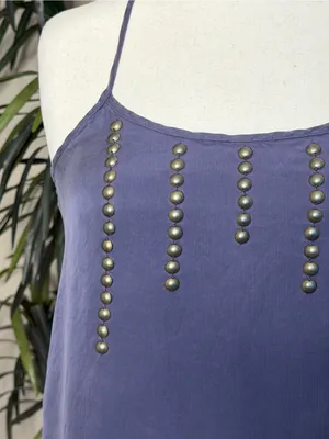 Bar III Blueish-Purple Beaded Spaghetti-Strap Cami thumbnail 2
