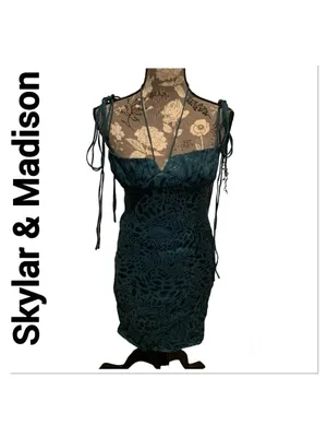 SKYLAR & MADISON Forest Green Print Mini Dress size medium HOCO FORMAL thumbnail 2