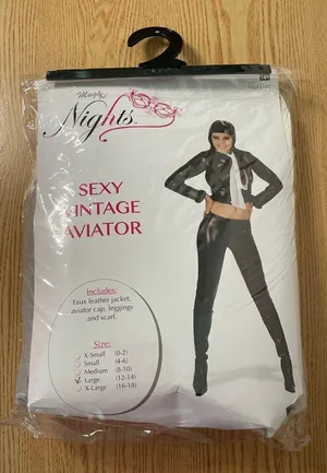 New Women’s 4pc Magic Nights Vintage Aviator Halloween Costume Size Large 12-14 thumbnail 1