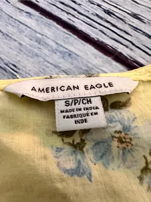American Eagle Yellow Floral Ruffle Lace-Trim Women's Top thumbnail 5