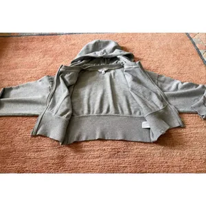 JoyLab Cropped Zip Up Hoodie L Gray Athletic Jacket Drawstring Hood Activewear thumbnail 8