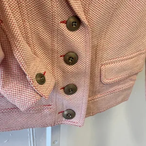 Cabi Red White Textured Knit Crop Jacket Women's‎ XS Notch Lapel Blazer Spring thumbnail 4