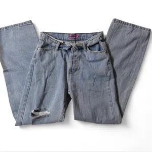 Edikted‎ Light Wash V-Waist Distressed Straight Leg Jeans Size S thumbnail 2