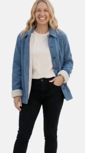 Boston Traders Women's Sherpa Lined Blue Corduroy Jacket Trucker Style Size XS thumbnail 1