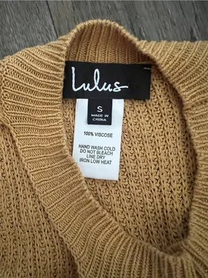 Lulus Sunny Style White Loose Knit Mock Neck Side Tie Tank Top Camel Size S thumbnail 7