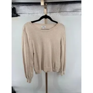 J.Crew Factory With Cashmere Crewneck Sweater Medium Oatmea thumbnail 6