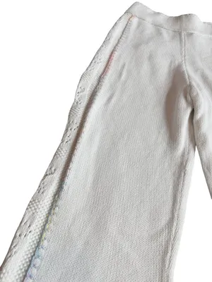 LoveShackFancy White Toro Crochet Flare Pants Wide Leg Pointelle X-Small Women's thumbnail 13