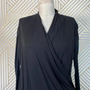 Alice + Olivia Air Top Long‎ Sleeve Blouse Faux Wrap Draped Black Size Small thumbnail 4