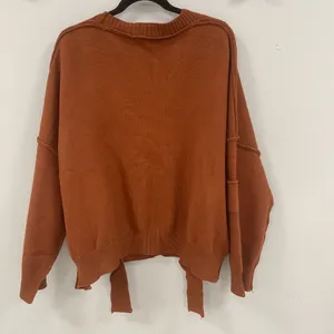 POL Oversized Boho Cardigan Sweater in Burnt Orange/Rust, Size Large thumbnail 2