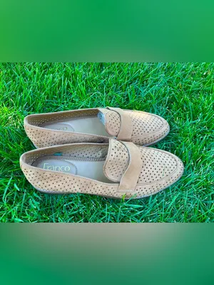 Franco Sarto Light Tan Perforated Suede Slip-On Loafers 🌸🌸 thumbnail 5