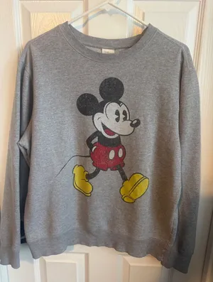 Vintage Disney Sweatshirt Mickey Mouse Gray Crewneck Pullover Size Small thumbnail 1