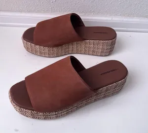 FREE PEOPLE HARBOR RAFFIA FLATFORM SANDALS Size 10 thumbnail 4