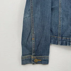 Shore Denim Jacket Women Size L Medium Wash Stretch Button Front Classic Boho thumbnail 4