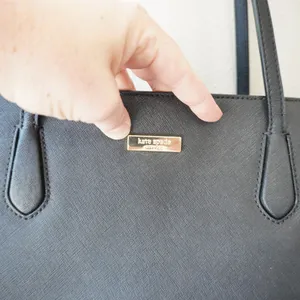 Kate Spade New York Black Saffiano Leather Drawstring Tote Bag Gold Hardware thumbnail 4