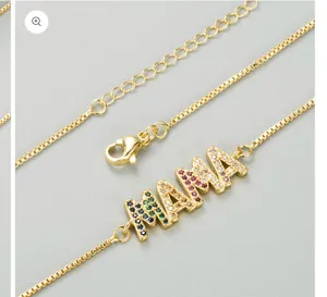 MAMA Zircon Chain Necklace Gold thumbnail 6