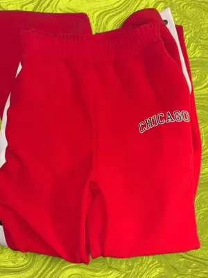 Y2k low rise baggy Chicago Embroidered Red Women's Jogger Pants thumbnail 5
