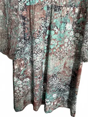 Vintage Floral Dress Size Extra Large XL Cottage Coquette Girl USA Blue Brown thumbnail 4