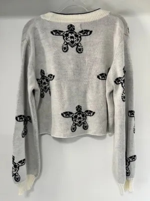 Simply Southern Women’s Size L Cropped Button Front Turtle Cardigan Sweater thumbnail 3