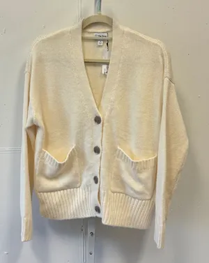 NWT The Drop Brigitte Whisper White Chunky Button Front Cardigan Sweater XS thumbnail 1