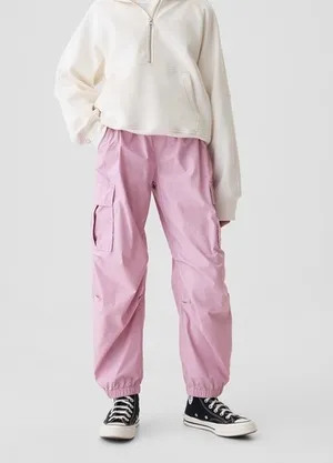 Gap Fuchsia Cargo Parachute Pants, Size XS thumbnail 10