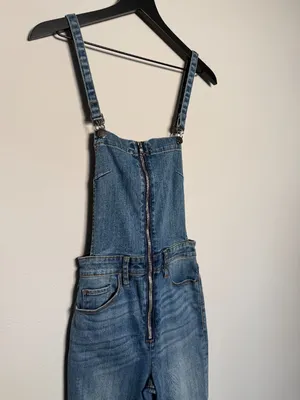 Women Denim Zip Front Overall Jumpsuit thumbnail 2