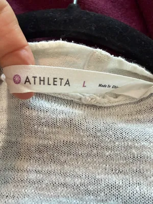 ATHLETA Extra Long Sheer Open Cardigan Size Large Cream White thumbnail 6