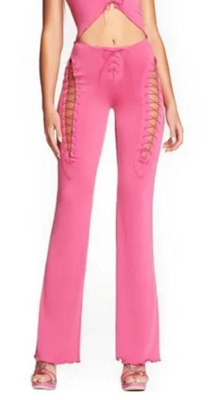 I.AM.GIA Nyx Hot Pink Lace Up Flare Pants thumbnail 1