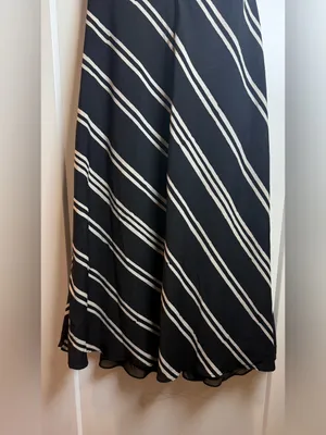 Mango Draped Striped Midi Dress Black White Italian‎ Fabric Size US 4-Small thumbnail 9