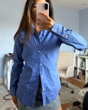 ZARA Blue Button-Up Shirt thumbnail 1