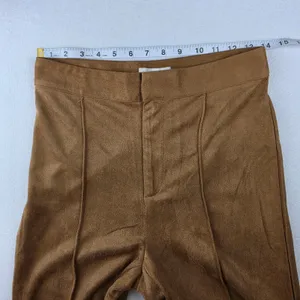 Flying Tomato NWT Faux Suede Flare Pants Biscotti Brown Pintuck Wide Leg Small thumbnail 6