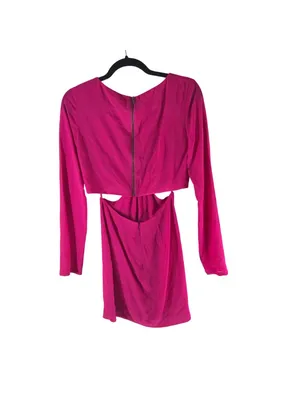 LDT Fuchsia Cutout Long-Sleeve Mini Dress Keyhole Front Back Zipper Closure 4 thumbnail 2
