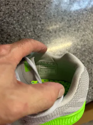 Skechers Light Gray Athletic Sneakers with Neon Green Soles thumbnail 3