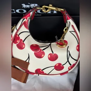 Coach Cherry Print Shoulder Bag in White and Red. #2 thumbnail 6