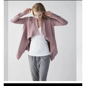 Lululemon Coast Wrap Heathered Mod Rose 8 Funnel Neck Jacket Button Cocoon thumbnail 3