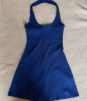 Forever 21 Blue Halter Ribbed Mini Dress w Bow Detail thumbnail 1