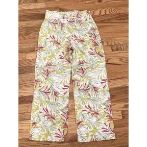 Land N Sea Pants Women S Linen Blend Floral‎ Tropical Wide Leg Hawaiian Ankle thumbnail 8