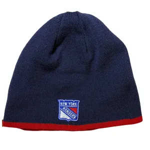 New York Rangers Reebok Knit Beanie Hat Navy Red NHL thumbnail 2