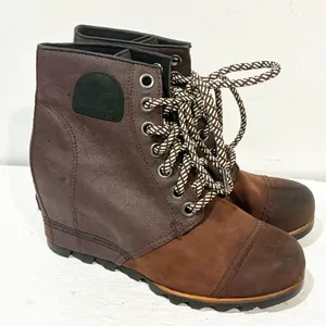 SOREL Lexie Cattail Wedge Lace Up Leather‎ Boots Womens Size 8.5 thumbnail 3