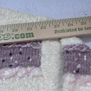 Absolutely Creative Worldwide Women's Fuzzy Striped Sweater L Cream Mauve Knit thumbnail 7