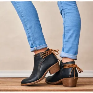 Sofft 11 Womens Aleah Oiled Leather Lace Up Stacked Heel Boots Casual Going Out thumbnail 1