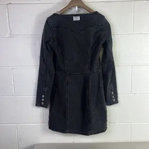 Levi's RTR Veda Denim Dress Charcoal Mini LBD Button Down Chrome Sz XS Jean gray thumbnail 7