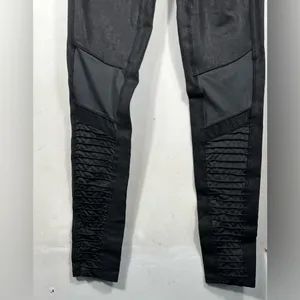 Alo Yoga High Waist Moto Leggings Black Glossy Womens Small Moto Mesh Athleisure thumbnail 6